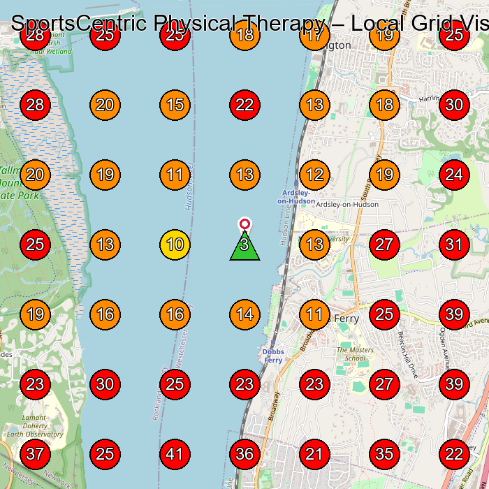 SportsCentric Physical Therapy GeoGrid visibility map for Karate School in Dobbs Ferry